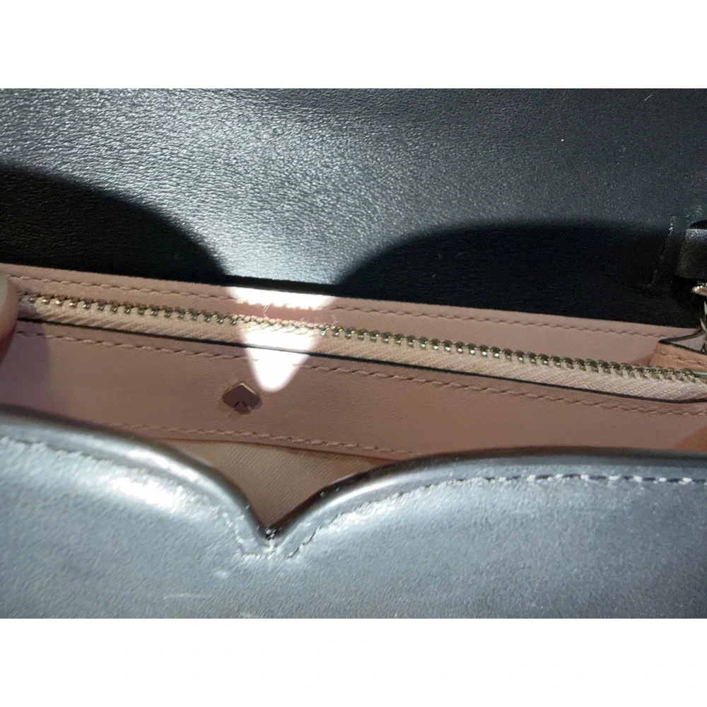 Kate‎ Spade Black Leather Heart Lock Chain Wallet Clutch Evening Bag